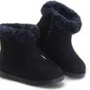 LseLom Girls Boots Warm Ankle Snow Boots Kids Soft Plush Lining Fur Collar with Zipper Winter Flat Bootie Indoor Outdoor Shoes for Little Kids Girls 13 US Black