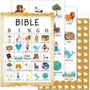 2 x haipino Christmas Bingo Party Games with 24 Players, Christmas Party Games for Women Party Supplies, Family Activities, Party Favor Gifts for Women Men Family Activities - JY972 (Bible-1)