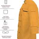 Men's Multi Color Chef Jacket/Light Weight Chef Coat With Contrast Black Piping (Yellow, 2X-Large)