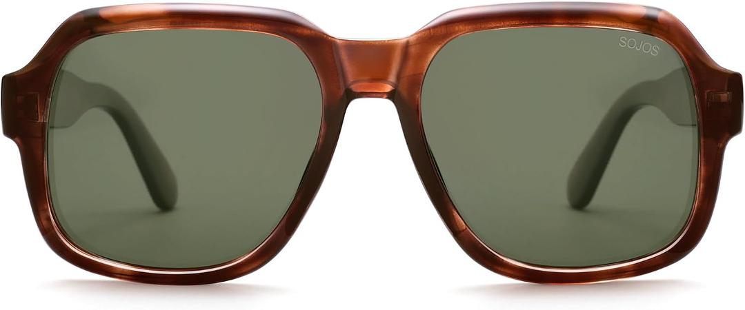 SOJOS Retro Square Polarized Sunglasses Womens Mens Chic Vintage Oversized Old Money Shades SJ2616