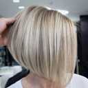 TISHINING Layered Short Blonde Bob Wigs for White Women Chin Length Ash Blonde Side Part Pixie Bob Wig Straight Hair Synthetic Natural Looking Daily Party Wig Inverted Bob Wig