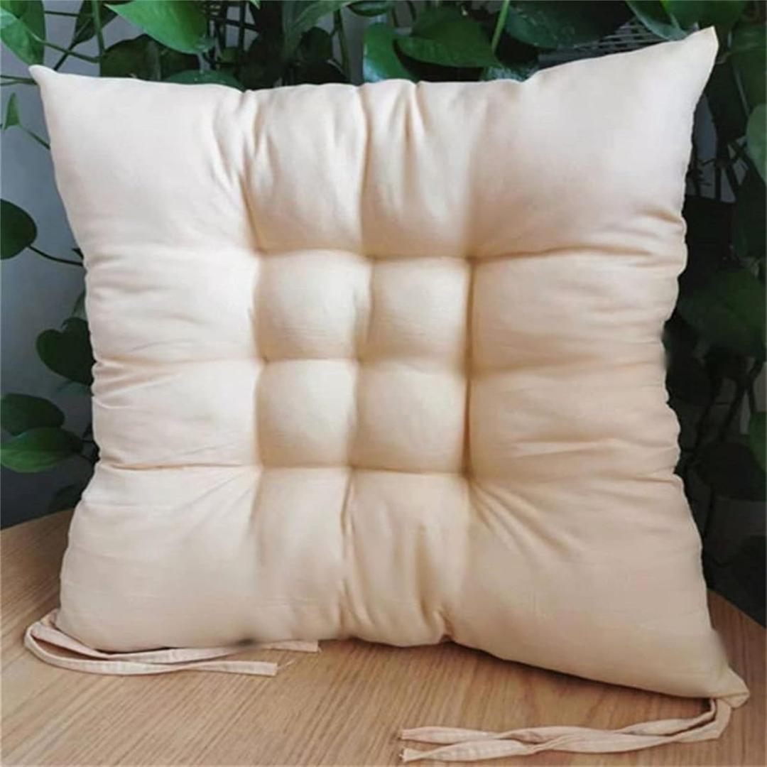 Square Chair Seat Pad 15x15 Inches Home Decor, Seat Cushion with Rope, Super Soft Thick Chair Cushions for Dining Room, Comfortable Plush Floor Cushions for Patio Sofa Chairs Cover (Brown 02)