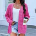 Halife Women's Crochet Cardigan Sweaters Lightweight Thin Long Sleeve Open Front Kimono Cardigans (Pink), Small