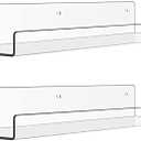 upsimples Acrylic Shelves for Bathroom Storage, 15" Floating Shelves Wall Organizer for Perfume, Make up, Skincare, Kids Bookshelf for Bedroom, Nursery, Living Room Decor, Clear, 2 Pack