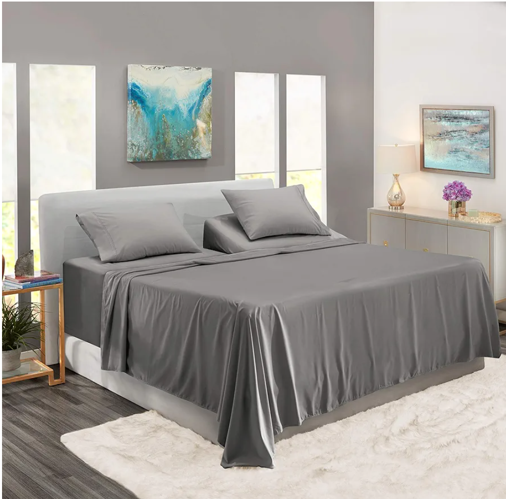 5 Piece Split Sheet Set 800 Thread Count 100% Cotton Split California King Size Dark Grey Sheets Sets for Adjustable Beds Mattress Upto 18'' Deep Pocket (2 Fitted, 1 Flat, 2 Pillowcase)