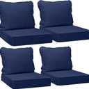 AAAAAcessories Outdoor Deep Seat Cushions, Waterproof, Fade-Resistant Patio Furniture Replacement Cushions, 23.5" x 25.5" x 5" + 23.5" x 19", Set of 4, Navy Blue