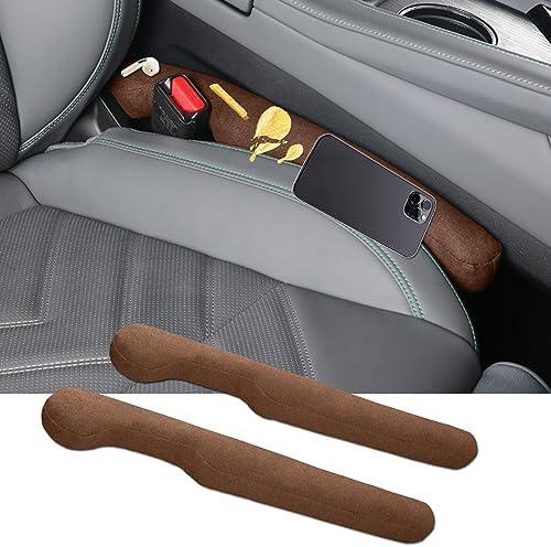 AUEOTUAR Car Seat Gap Filler Universal Stop Things from Dropping Fill The Gap Between Seat and Console Stop Cellphone Wallet Keys Coins from Dropping 2Pack (Brown)