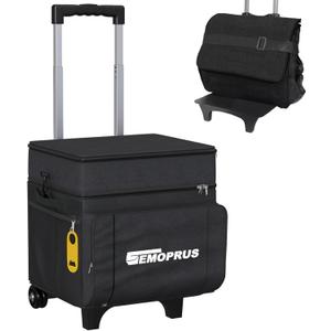 Cooler with Wheels and Handle, 50 Can Rolling Cooler, Portable Collapsible Soft Cooler Bag with Wheels,Leakproof Insulated Wheeled Cooler for Beach, Camping, Patio Travel, Outdoor, Ball Fields (BLACK)