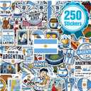 Premium 250Pcs Argentina Theme Stickers, Waterproof Vinyl Stickers | 250 Unique Designs, Argentina Theme Decals for Water Bottles Laptops Phone Cases Scrapbooks Party Favors & Travel Accessories, 200 Pcs