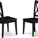 East West Furniture CLC-BLK-W Clarksville Dining Chairs - Double Cross Back Wooden Seat Chairs, Set of 2, Black