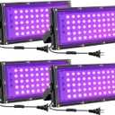 50W LED Black Lights for Glow Party, IP65 Waterproof UV Blacklight Floodlight 395nm Black Light Spotlight Purple Black Light Flood Light UV Light Lamp for Halloween Decor (4 Pack)