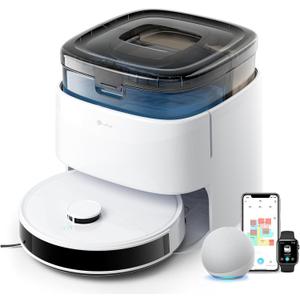 Lefant M3 Robot Vacuum, Robot Vacuum and Mop, 12000Pa Suction, Anti-Tangle Brushes, Dual Spinning Mop, Auto Mop Washing, Drying, Self-Emptying, Self-Refilling, for Pet Hair Dust, App Voice Control (Medium, White)