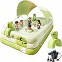 Inflatable Swimming Pool with Canopy & Air Pump & Inflatable Water Spray Gun, 118" Swimming Pool for Adults, Large Blow Up Pool Ideal for Family Backyard Garden Party, Outdoor Summer Fun