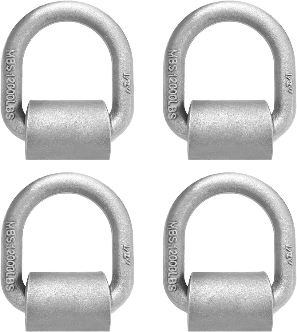 Weld on D Ring Heavy Duty Trailer Truck D Ring 4-Pack Trailer Tie Down Anchor, 1/2" Stake Pocket D Ring, Forged Steel D-Rings with Welding Clip