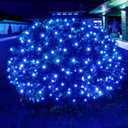 Led Christmas Net Lights Blue Outdoor Christmas Lights 160LED 5ftx7ft, Waterproof Outdoor Indoor Fairy Mesh Net Light for Xmas Party, Yard, Patio, Trees, Shrubs, Bushes Decorations