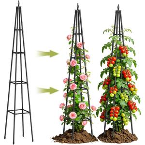 Obelisk Trellis for Climbing Plants Outdoor,6 Ft Garden Trellis for Potted Plants, Metal Trellis with Anti-Rust Coated for Potted Plants Indoor, Plant Support for Vegetables, Vines