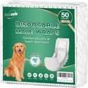 IMMCUTE Dog Diapers Male Large 50 Ct, Disposable Male Dog Wraps with Wetness Indicator, Super Absorbent Puppy Diapers Male, Comfortable Doggie Diapers for Excitable Urination, Incontinence, White