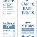 PUHEI Inspirational Boys Room Wall Art Prints Set of 4, Blue Positive Affirmations Wall Posters Decor for Boys Kids Room Nursery, Motivational Mental Health Poster Prints (12 x 16 Inches Unframed)
