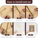 Metal Easel Stand Gold, Easel Stand for Sign Table Top Easels for Display Modern Metal Tripod with Chain Bracket for Paintings, Photographs, Posters, Mirrors- 16.7 x 8.7 x 4.3 Inch (H * W * D)