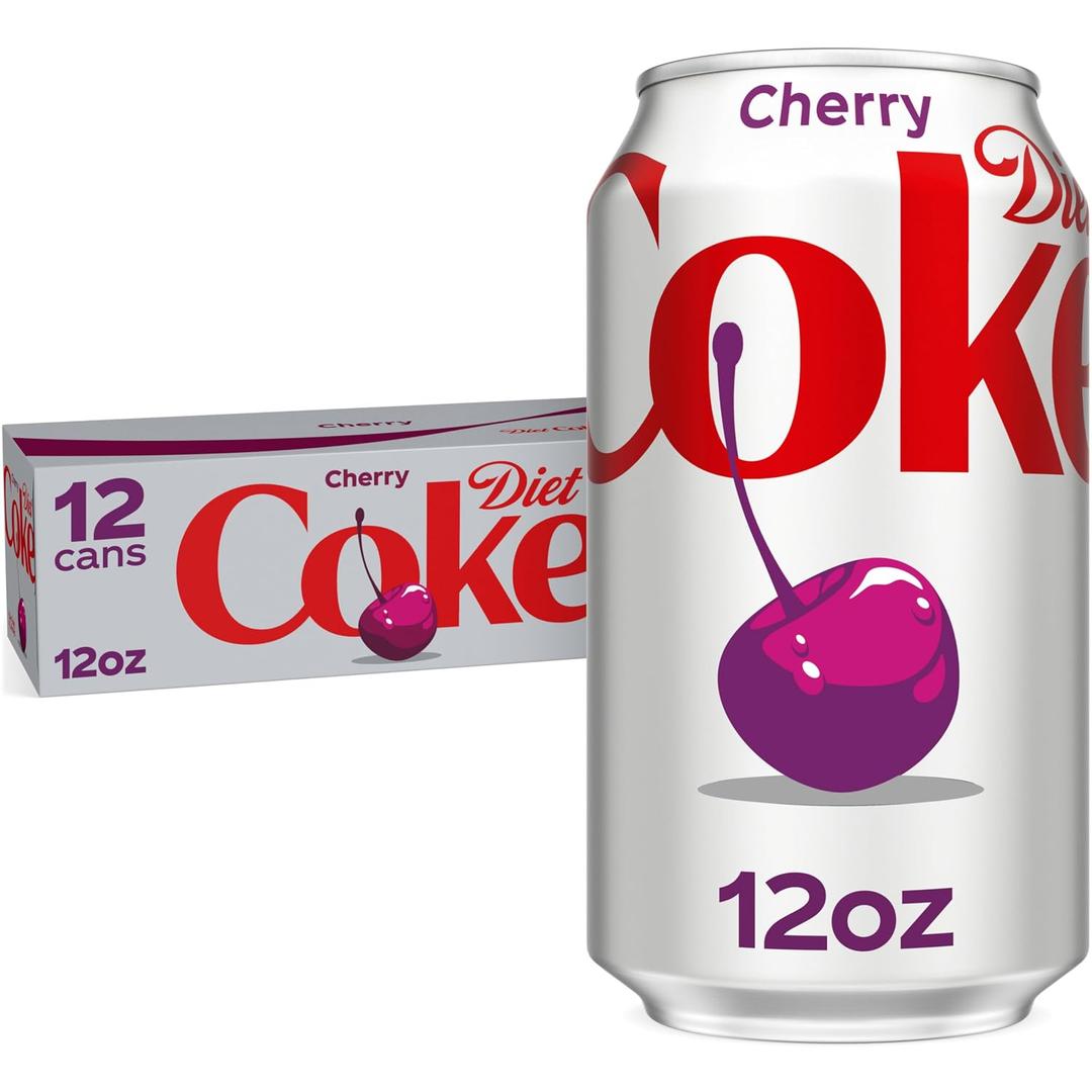 2 x Diet Coke Cherry Soda Soft Drink, 12 fl oz, 12 Pack (EXP 11/09/26)