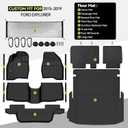 Tongama-Floor Mats for 2015-2019 Ford Explorer, All Weather TPE Trunk Mat and 2nd Row Backrest Mats Protectors and Cargo Net and Door Sill Guards for Explorer Floor Liner Accessories
