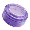 1 Piece Denture Case Box 3 Layers Denture Bath Box Case Round Dental Box Case False Teeth Storage Case Box Denture Cup with Basket Net Container Holder, Purple