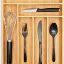 Juvale Kitchen Drawer Organizer Tray - 17 x 11.75 x 1.75 in, Natural Wood, 6-Slot Utensil & Cutlery Organizer - Silverware Holder & Storage Tray (Brown)
