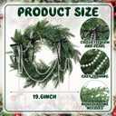 20'' Black White Christmas Wreath with Bow Pearl Chains Faux Norfolk Pine Wreath Artificial Cedar Christmas Greenery Decoration for Xmas Front Door Window Wall Fireplace Indoor Outdoor