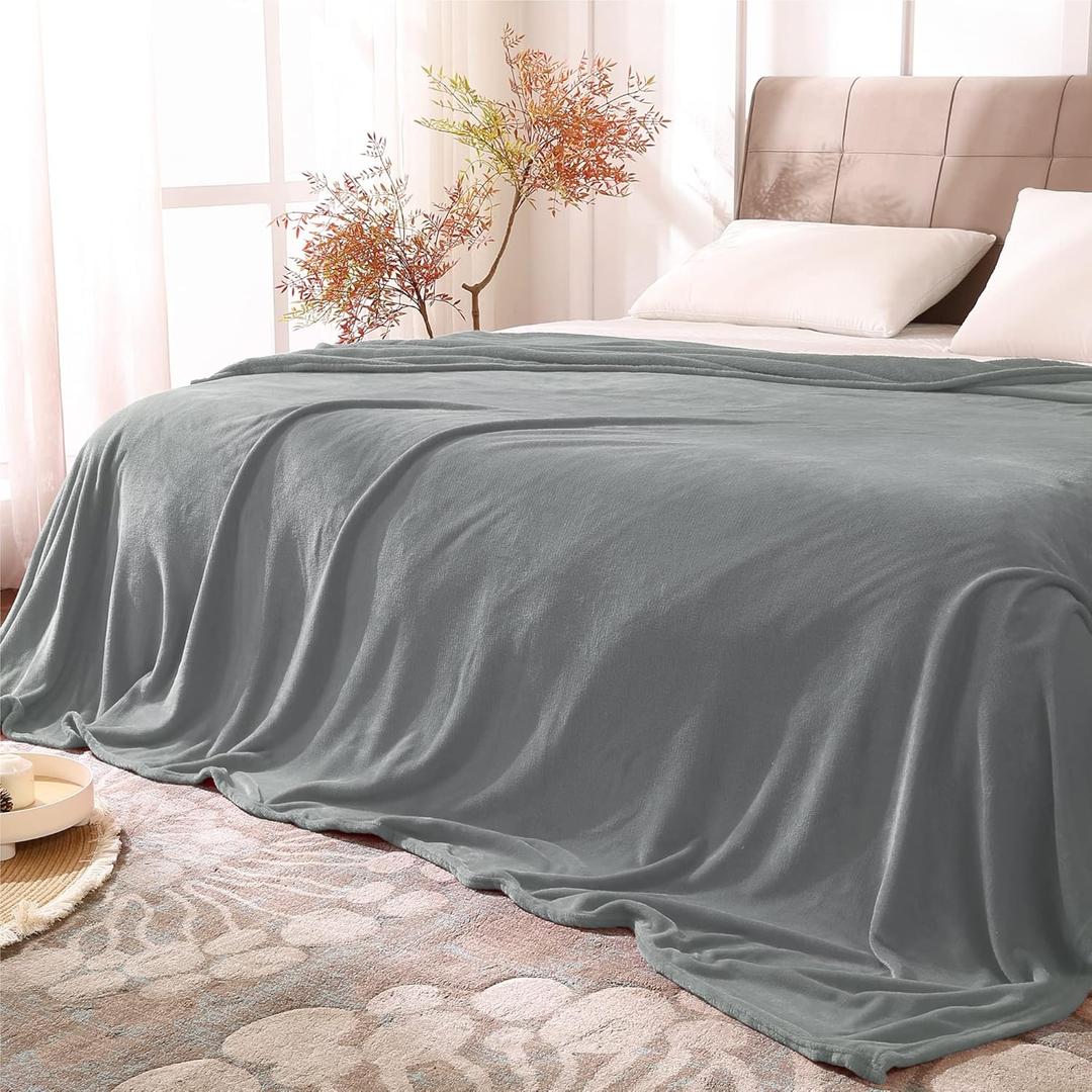 BEDELITE Fleece Blankets King Size for Bed, Luxury Plush Cozy Fuzzy Blanket 108x90 inches, Super Soft Warm Lightweight Throw Blanket All Seasons Suitable, Grey