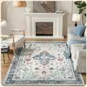 Istana 6x9 Area Rugs - White Cream/Blue Rugs for Living Room - Luxurious Silk's Soft Touch Living Room Rug - Elegant Non Slip Area Rug