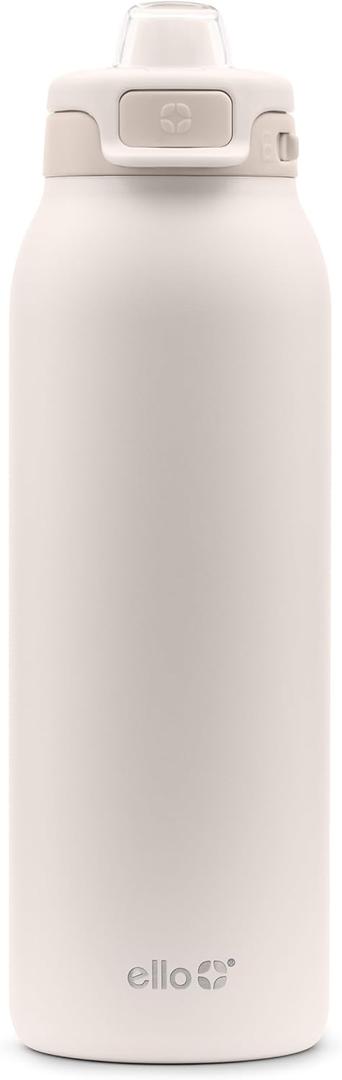 Ello Pop & Fill Stainless Steel Water Bottle with Quick Fill Technology, Double Walled Vacuum Insulated Metal, Leak Proof Locking Lid, Sip & Chug, BPA Free, Holiday Gift for Him Her, 22oz, 32oz, 40oz (Tonal Cream)
