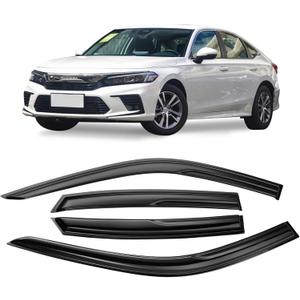 Smoke Tinted Tape-On Side Window Visor Deflectors Rain Guards Designed for Honda Civic Sedan 2022 2023 LX EX SI HPT Sport Touring4pcs