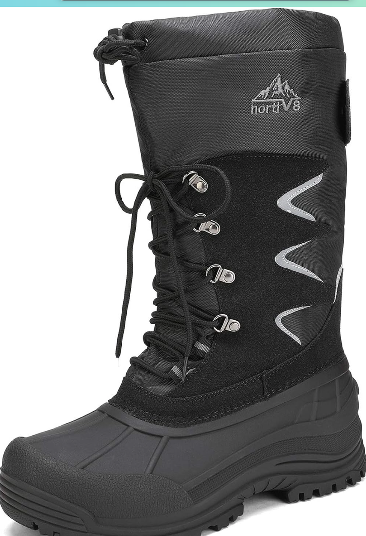 NORTIV 8 Men's Waterproof Hiking Winter Snow Boots Insulated Fur Liner Lightweight Outdoor Tall Boots, Size 12