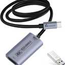 Guermok Switch Capture Card, Stream and Record in 4K@60FPS, 1080P@240FPS, 3.3ft, USB3.0 HDMI to USBC Video Capture Card for Streaming, Works with iPad, Switch 2/1, PS5/4, Quest 3/Mac/PC/OBS/Xbox (Silver Straight)
