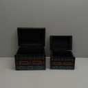 Tosnail 2 Pack Decorative Book Boxes Wooden Antique Book Decorations Vintage Storage Box