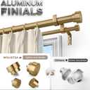 Brass Double Curtain Rod, Warm Gold Extra Long Dual Curtain Rods for Windows 72 to 144 Inch, 1 Inch Adjustable Heavy Duty Spliced Double Rod, Pro-Plating Process, Aluminium Finials