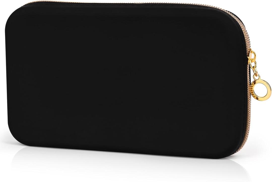 Sakolla Zipper Makeup Brushes Bag For Travel, Make Up Brushes Pouch Case for Makeup Tools, Large Silicone Makeup Brush Holder for Daily Work (Black)