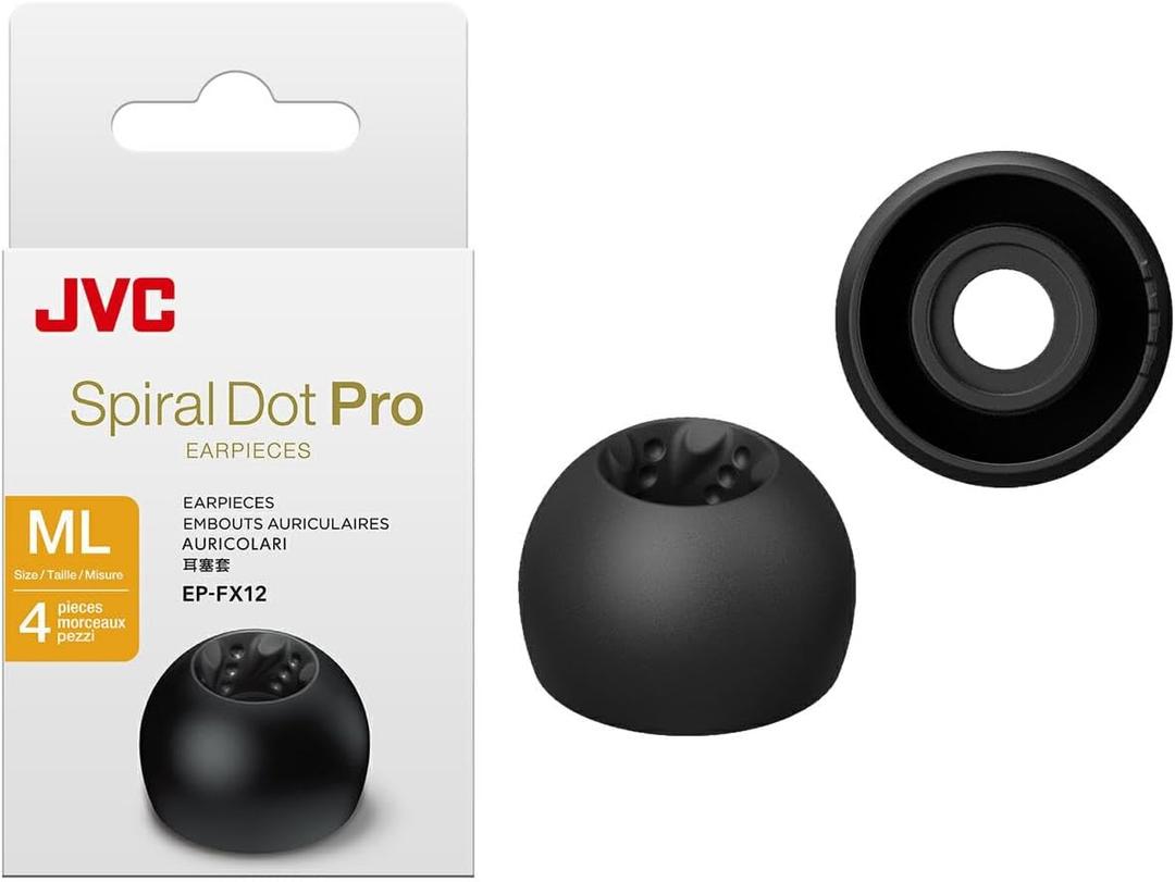 JVC EPFX12 Spiral Dot Pro Earpieces 2 Set (4) Ear Tips, Fits Many JVC Models (Medium-Large 13mm)
