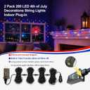 400LED Red White and Blue Lights, 2Pack 152ft Connectable 4th of July String Lights Outdoor, Waterproof 11 Modes 2 Festival Color Patriotic Light for Independence Day Halloween(RWB & Purple Orange)