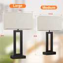 Seealle 22" Tall Living Room Lamps for Night Stands - Touch Bedside Lamp with USB C+A, 3 Way Dimmable Bedroom Lamps for End Tables Set of 2, Modern Night Stand Lamps for Bed Side(Cream&Black)