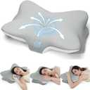 Cervical Neck Pillow for Pain Relief- Memory Foam Orthopedic Pillow, Ergonomic Contour Pillows for Side/Back/Stomach Sleepers, Adjustable Height with Breathable Pillowcase(Grey) (Butterfly)