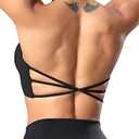 YEOREO Women's Sports Bra Halter Workout Sports Bra Strappy Criss Cross Back Bra Removable Padded Yoga Crop Top L