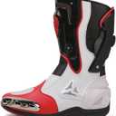 Zeozoom Motorcycle Riding Boots Motorcycle Leather Boots for Women and Men Protection Anti Slip Racing Sports (Red) 45