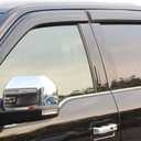 Outside-Mount Rain Guards Window Visors for 2015-2025 Ford F-150 SuperCrew & 2017-2025 Raptor/F-250/F-350/F-450/F-550 Super Duty SuperCrew Wind Deflector Dark Smoke 4-Piece Set with Thicker