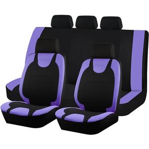 9PCS Car Seat Covers Full Set, Polyester Washable Vehicle 5-Seats Protectors with Headrest Cover, Comfortable Automobile Seat Interior Protection, Universal for Sedan Truck SUV (Purple)