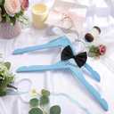 2 Pcs Blue Wedding Bride Hanger Bride and Groom Wooden Dress Hanger Set with Bow Tie for Tuxedo Suit Wedding Gift Bridal Party Shower
