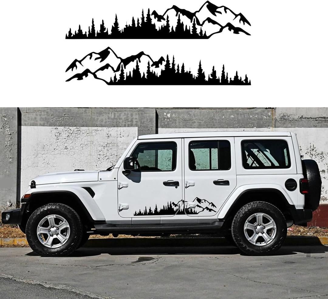(2pcs) Mountain Tree Forest Graphic Car Sticker Waterproof Sunscreen Decorative Side Door Vinyl Decal Accessories for Pickup Truck SUV Off-Road RV Camper Transporter (Gloss Black) (2pcs) Mountain Tree Forest Graphic Car Sticker Waterproof Sunscreen Decorative Side Door Vinyl Decal Accessories for Pickup Truck SUV Off-Road RV Camper Transporter (Gloss Black)