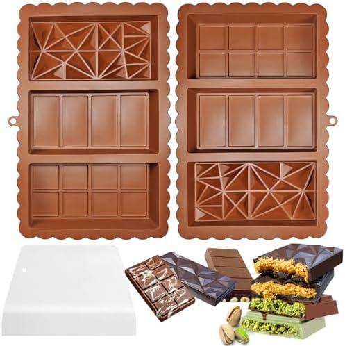 Chocolate Bar Mold - Food Grade Silicone Chocolate Molds, Non-Stick & Easy to Release Deep Mold for Dubai Pistachio Chocolates, Candy, Snacks, Desserts, Resin Art, Dishwasher Safe (2)
