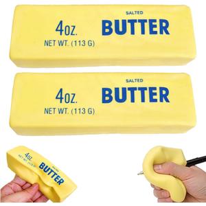 2 Pack Butter Squishy Toy,Realistic Butter Squishy Stick Set,Slow Rising Squishy Toys for Stress Relief,Soft Squeeze Toys for Adults,Squishy Food Fidget Toy,Relaxing Anxiety Relief Sensory Squishy Toy