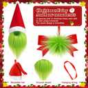 Soulchen 24 Pcs Christmas Lime Green Gnomes Ornaments and Furry Xmas Bows Set Christmas Tree Ornaments Handmade Dwarfs 12 Furry Gnome and 12 Plush Bows for Xmas Tree Decoration Table Tiered Tray Decor